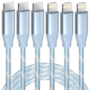 2-Pack Lightning Charging Cables, Braided Fast Charging and Data Sync Cords for Compatible Devices