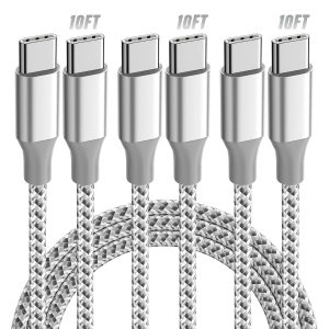 3-Pack USB-C Charging Cables, Durable Type C Cords for Everyday Charging and Data Transfer